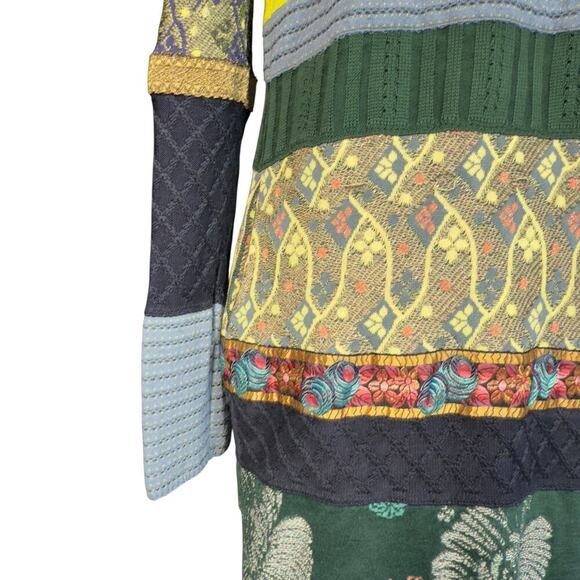 ETRO Multicolor Silk Blend Longline Embroidered Button Cardigan Sweater Small - Picture 13 of 16